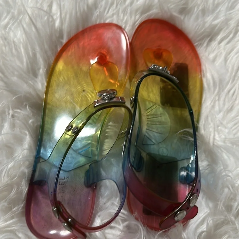 Michael Kors Thong Sandals Kids Harmony Locket Rainbow Size 4